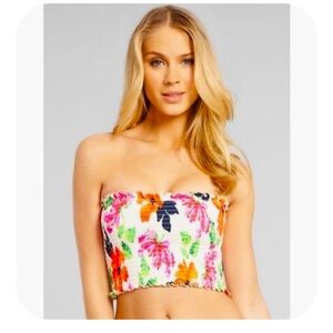 SEAFOLLY New Beautiful Floral Panache Anya Stripe Rio Shirred Tube Top. Size 6